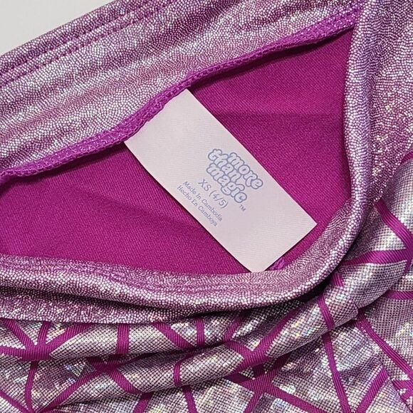 NWT More Than Magic -XS (4/5) M 7/ 8 Girls' Dazzle Printed Bike Shorts Purple - Picture 6 of 8